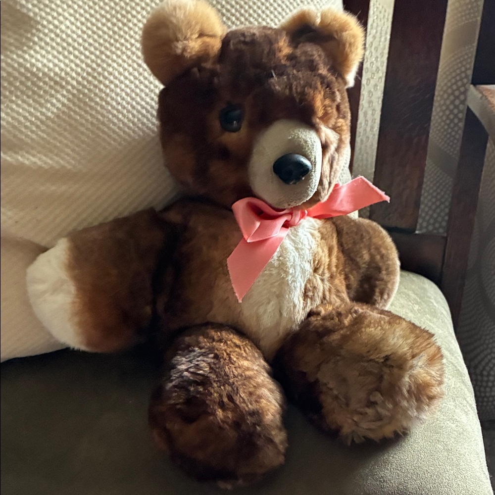 Brown and White Teddy Bear made of Rabbit Fur